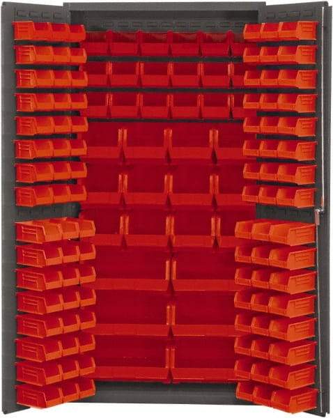 Durham - 132 Bin Storage Cabinet - Steel, 36" Wide x 24" Deep x 72" High, Red - Apex Tool & Supply