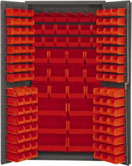 Durham - 132 Bin Storage Cabinet - Steel, 36" Wide x 24" Deep x 72" High, Red - Apex Tool & Supply