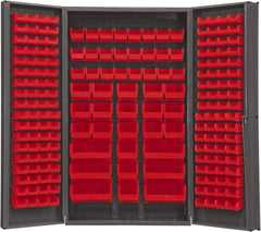 Durham - 192 Bin Storage Cabinet - Steel, 48" Wide x 24" Deep x 84" High, Red - Apex Tool & Supply