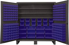 Durham - 3 Shelf 192 Bin Storage Cabinet - Steel, 72" Wide x 24" Deep x 78" High, Blue - Apex Tool & Supply