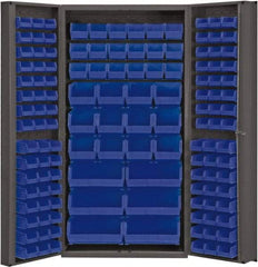 Durham - 132 Bin Storage Cabinet - Steel, 36" Wide x 24" Deep x 72" High, Blue - Apex Tool & Supply