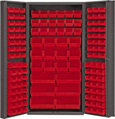 Durham - 132 Bin Storage Cabinet - Steel, 36" Wide x 24" Deep x 72" High, Red - Apex Tool & Supply