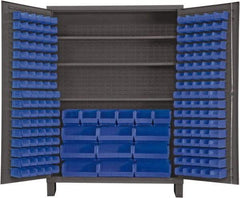 Durham - 3 Shelf 185 Bin Storage Cabinet - Steel, 60" Wide x 24" Deep x 84" High, Blue - Apex Tool & Supply
