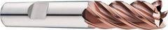 SGS - 1" Diam, Variable Pitch, 1-1/8" LOC, 5 Flute Solid Carbide 0.09" Corner Radius Roughing End Mill - Ti-NAMITE-M Finish, 4" OAL, 1" Shank Diam, Single End, 37° Helix - Apex Tool & Supply