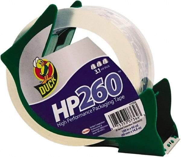 Duck - 1-7/8" x 60 Yd Clear Acrylic Adhesive Packaging Tape - Polypropylene Film Backing, 3.1 mil Thick, 35 Lb Tensile Strength, Series DUC - Apex Tool & Supply