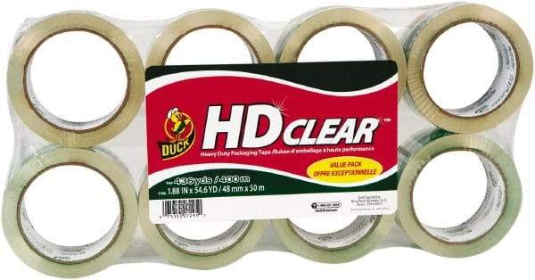 Duck - 1-7/8" x 55 Yd Clear Acrylic Adhesive Packaging Tape - Polyethylene Film Backing, 2.6 mil Thick, 31 Lb Tensile Strength, Series DUC - Apex Tool & Supply