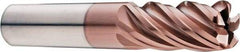 SGS - 3/4" Diam, Variable Pitch, 1-1/2" LOC, 5 Flute Solid Carbide 0.19" Corner Radius Roughing End Mill - Ti-NAMITE-M Finish, 4" OAL, 3/4" Shank Diam, Single End, 37° Helix - Apex Tool & Supply