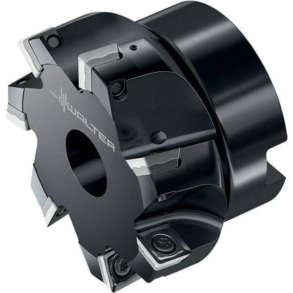 Walter - 7 Inserts, 62.99mm Cut Diam, 22mm Arbor Diam, 8.41mm Max Depth of Cut, Indexable Square-Shoulder Face Mill - 90° Lead Angle, 40.01mm High, SD.W09T3.. Insert Compatibility, Through Coolant, Series M4132 - Apex Tool & Supply