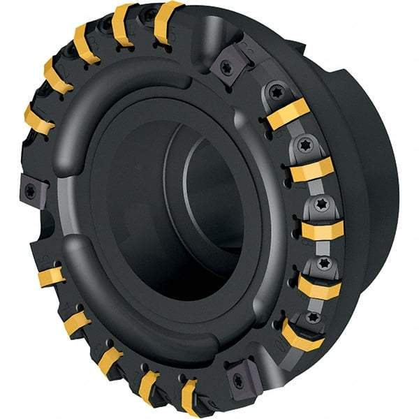 Walter - 15 Inserts, 100mm Cut Diam, 32mm Arbor Diam, 8.41mm Max Depth of Cut, Indexable Square-Shoulder Face Mill - 90° Lead Angle, 50.01mm High, OHNF050408. Insert Compatibility, Through Coolant, Series M2025 - Apex Tool & Supply