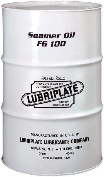Lubriplate - 55 Gal Drum Mineral Seamer Oil - SAE 30, ISO 100, 109 cSt at 40°C & 12 cSt at 100°C, Food Grade - Apex Tool & Supply
