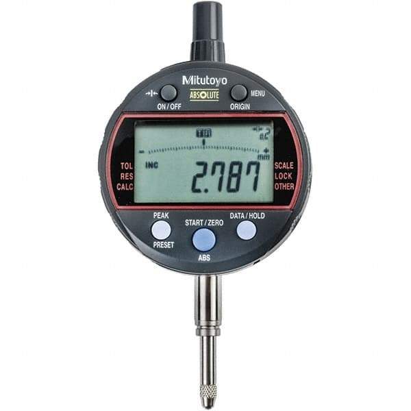 Mitutoyo - 0 to 1/2" Range, 0.001mm Graduation, Electronic Drop Indicator - Flat Back, Accurate to 0.002mm, Inch & Metric System, LCD Display - Apex Tool & Supply