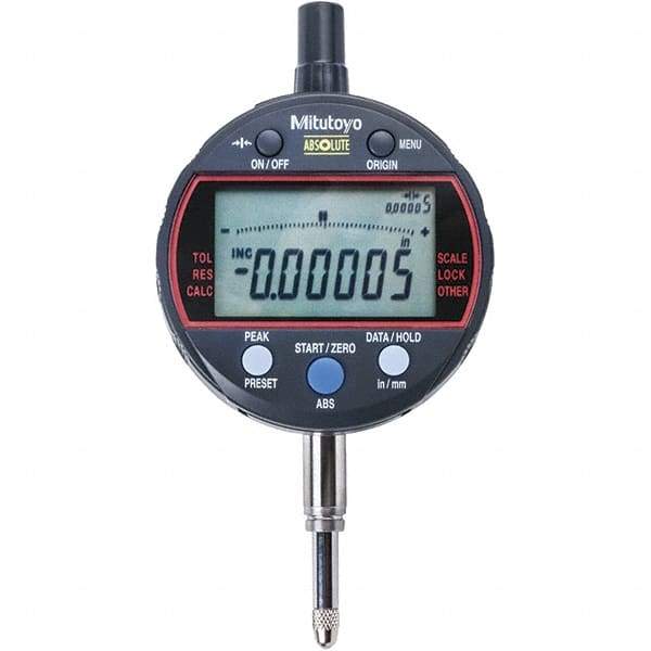 Mitutoyo - 0 to 1/2" Range, 0.001mm Graduation, Electronic Drop Indicator - Flat Back, Accurate to 0.0001", Inch & Metric System, LCD Display - Apex Tool & Supply