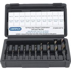 Value Collection - #6-32 to 1/2-13 UNC, High Speed Steel Combination Drill and Tap Set - 10 Piece Set - Exact Industrial Supply