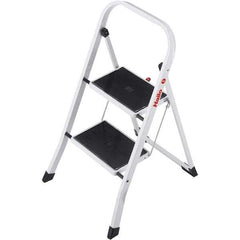 Hailo - 2 Steps, 2' 7" High, EN14183 Rating, Tubular Steel Step Ladder - 330 Lb Capacity, 18-1/2" Base Width - Apex Tool & Supply