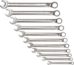 Proto - 11 Piece, 3/8" to 1", 12 Point Combination Wrench Set - Inch Measurement Standard, Full Polish Chrome Finish, Comes in Tool Roll - Apex Tool & Supply