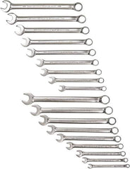 Proto - 18 Piece, 1/4" to 3/4" (mm), 12 Point Combination Wrench Set - Inch/Metric Measurement Standard, Satin Finish - Apex Tool & Supply