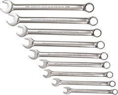 Proto - 9 Piece, 10mm to 18mm, 12 Point Combination Wrench Set - Metric Measurement Standard, Full Polish Chrome Finish, Comes in Tool Roll - Apex Tool & Supply