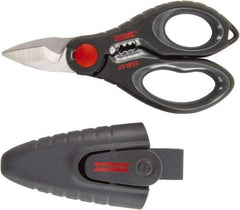 Proto - 2-3/4" LOC, 6-7/64" OAL Stainless Steel Straight Electrician's Scissors - Ambidextrous, Plastic Straight Handle, For Electrical - Apex Tool & Supply