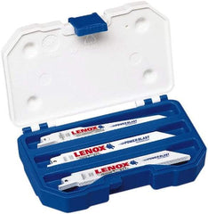 Lenox - 15 Piece, 6" Long x 0.04" to 0.05" Thick, Bi-Metal Reciprocating Saw Blade Set - Straight Profile, 6 to 18 Teeth per Inch, Toothed Edge - Apex Tool & Supply