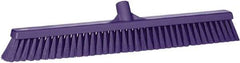 Vikan - 24" Fine Particle Synthetic Push Broom - 2" Bristle Length, Plastic Block, European Threaded Handle Connection - Apex Tool & Supply