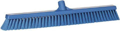 Vikan - 24" Fine Particle Synthetic Push Broom - 2" Bristle Length, Plastic Block, European Threaded Handle Connection - Apex Tool & Supply