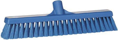 Vikan - 16" Fine Particle Synthetic Push Broom - 2" Bristle Length, Plastic Block, European Threaded Handle Connection - Apex Tool & Supply