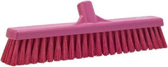 Vikan - 16" Fine Particle Synthetic Push Broom - 2" Bristle Length, Plastic Block, European Threaded Handle Connection - Apex Tool & Supply