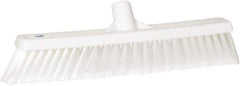 Vikan - 16" Fine Particle Synthetic Push Broom - 2" Bristle Length, Plastic Block, European Threaded Handle Connection - Apex Tool & Supply