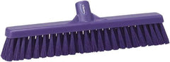 Vikan - 16" Fine Particle Synthetic Push Broom - 2" Bristle Length, Plastic Block, European Threaded Handle Connection - Apex Tool & Supply