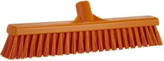 Vikan - 16" Combo Duty Synthetic Push Broom - 2" Bristle Length, Plastic Block, European Threaded Handle Connection - Apex Tool & Supply