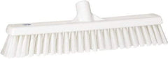 Vikan - 16" Fine Particle Synthetic Push Broom - 2" Bristle Length, Plastic Block, European Threaded Handle Connection - Apex Tool & Supply