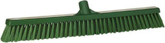 Vikan - 24" Combo Duty Synthetic Push Broom - 2" Bristle Length, Plastic Block, European Threaded Handle Connection - Apex Tool & Supply