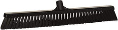 Vikan - 24" Fine Particle Synthetic Push Broom - 4" Bristle Length, Plastic Block, European Threaded Handle Connection - Apex Tool & Supply