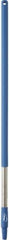 Vikan - 39-1/2 x 1-1/4" Stainless Steel Squeegee Handle - European Threaded Connection, Blue - Apex Tool & Supply