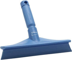 Vikan - 9.84" Rubber Blade Bench Squeegee - Single Edge, Blue, Plastic Holder - Apex Tool & Supply