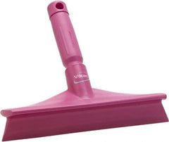 Vikan - 9.84" Rubber Blade Bench Squeegee - Single Edge, Pink, Plastic Holder - Apex Tool & Supply