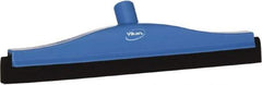 Vikan - 16" Foam Rubber Blade Bench Squeegee - Double Edge, Blue, Plastic Holder - Apex Tool & Supply