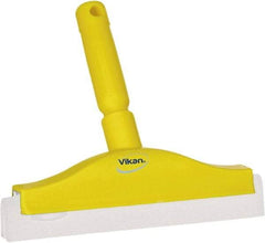 Vikan - 10" Foam Rubber Blade Bench Squeegee - Double Edge, Yellow, Plastic Holder - Apex Tool & Supply