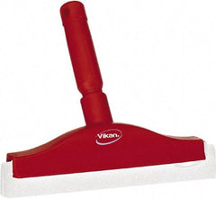 Vikan - 10" Foam Rubber Blade Bench Squeegee - Double Edge, Red, Plastic Holder - Apex Tool & Supply