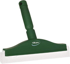 Vikan - 10" Foam Rubber Blade Bench Squeegee - Double Edge, Green, Plastic Holder - Apex Tool & Supply