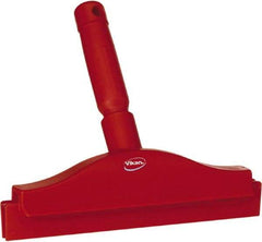 Vikan - 10" Rubber Blade Floor Squeegee - Double Edge, Red, Plastic Holder - Apex Tool & Supply