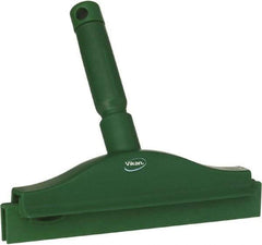 Vikan - 10" Rubber Blade Floor Squeegee - Double Edge, Green, Plastic Holder - Apex Tool & Supply
