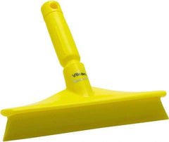 Vikan - 9.84" Rubber Blade Bench Squeegee - Single Edge, Yellow, Plastic Holder - Apex Tool & Supply