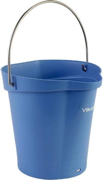 Vikan - 1-1/2 Gal, Polypropylene Round Blue Single Pail with Pour Spout - Handle Included - Apex Tool & Supply