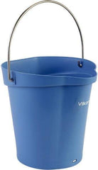 Vikan - 1-1/2 Gal, Polypropylene Round Blue Single Pail with Pour Spout - Handle Included - Apex Tool & Supply