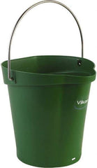 Vikan - 1-1/2 Gal, Polypropylene Round Green Single Pail with Pour Spout - Handle Included - Apex Tool & Supply