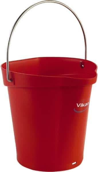 Vikan - 1-1/2 Gal, Polypropylene Round Red Single Pail with Pour Spout - Handle Included - Apex Tool & Supply