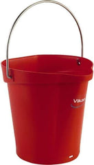 Vikan - 1-1/2 Gal, Polypropylene Round Red Single Pail with Pour Spout - Handle Included - Apex Tool & Supply