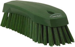 Vikan - 1.3" Bristle Length, Polyester Utility Scrub Brush - 7" Long x 3" Wide Head, 8" OAL, Green, Polypropylene Block - Apex Tool & Supply
