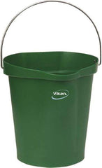 Vikan - 3 Gal, Polypropylene Round Green Single Pail with Pour Spout - Handle Included - Apex Tool & Supply